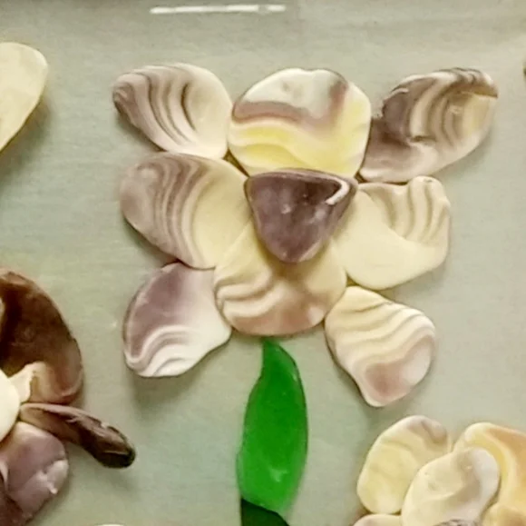 Wall Art Made With Purple Shells And Tumbled Glass